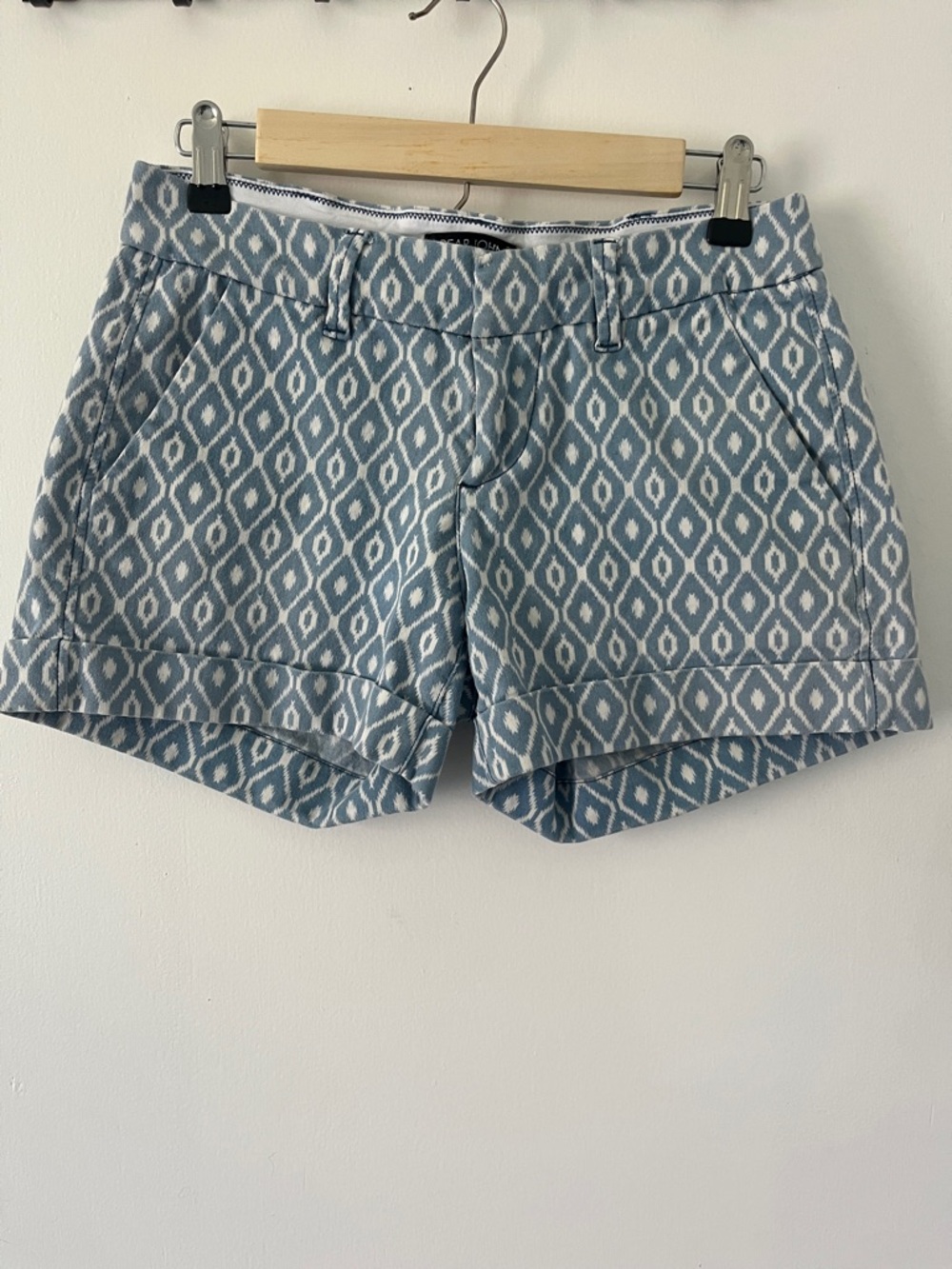 Dear John Blue and White Ikat  Shorts with Cuffed Hem